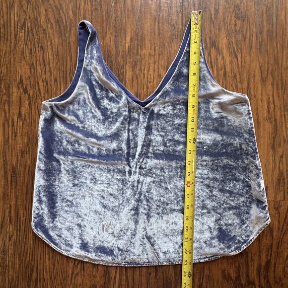 Loft Velvet Tank Top Sleeveless V-Neck Blue Womens Size Medium Petite - Picture 5 of 9